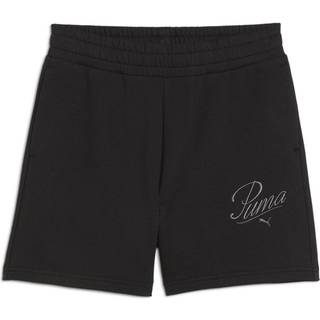 Women&#39;s Puma ESS SCRIPT 5&#34; High-Waist Shorts, Black, Size S, Clothing - Black - S