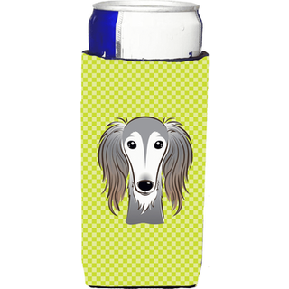 Checkerboard Lime Green Saluki Ultra Beverage Isolators til slanke dåser BB1291MUK