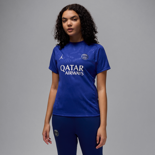 Kortærmet Paris Saint-Germain Academy Pro Fourth Jordan Dri-FIT-opvarmningstrøje til fodbold til kvinder - blå - L (EU 44-46)