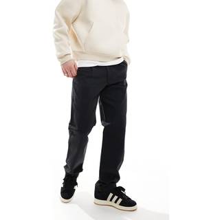 Threadbare Threadbare Black Cotton Straight Leg Pleated Chino Trousers With Stretch