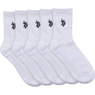 U. S. Polo Assn U. S. Polo Assn. White Quarter Mens 100% Cotton Sports Socks 5 Pack