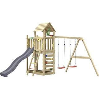 Jungle Gym Safari legetårn m/grå rutsjebane & gynger grå
