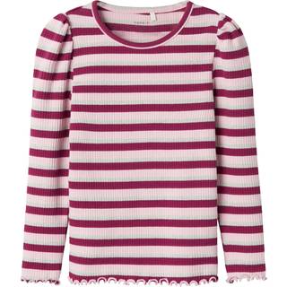 Name It T-shirt Boysenberry Med Striber Og Flæsekant
