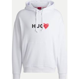 Hættetrøje i sweatkvalitet af bomuld med slogan og hjertegrafik