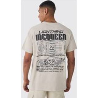 Mens Stone Oversized Disney Cars Wash License Print T-shirt