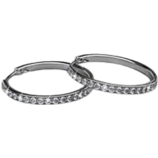 Bianca 18k hvidguld belagte hoop-øreringe - 25 mm x 2,75 mm, 34 krystaller, hypoallergenisk, blyfri, nikkelfri, gaveæske medfølger