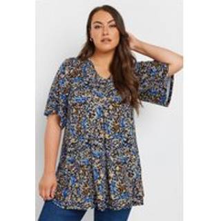 Yours Curve Yours Curve Blue Pleated Front Swing Top