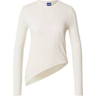Semitransparent rib-sweater med asymmetrisk kant