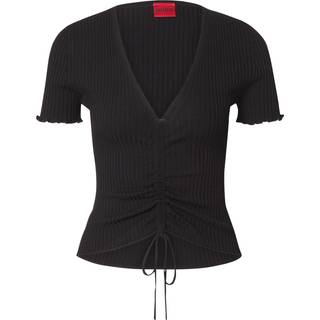 T-shirt med V-hals og rynkedetalje