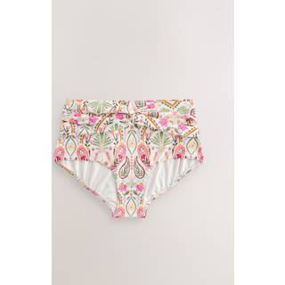 Next Cream/Pink Paisley Midi Waist Bikini Bottoms