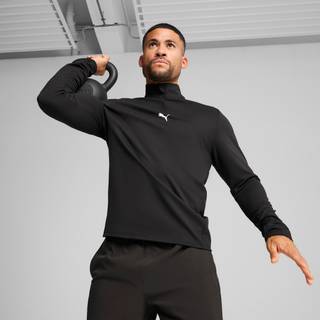 Men&#39;s Puma CLOUDSPUN Quarter-Zip Jacket Top, Black Top, Size S Top, Clothing - Black - S