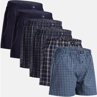 WOVEN BOXER SHORTS FOR MEN - Blue/Grey / M / 6-Pack