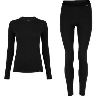 MERINO WOOL BASE LAYER SET FOR WOMEN - Black / L / 1-Pack