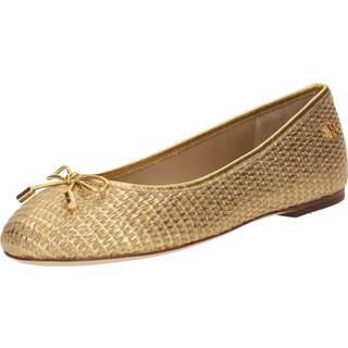 Lauren Ralph Lauren Lauren Ralph Lauren Gold Jayna Leather Trim Metallic Straw Flat Ballet Pumps
