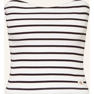Ribbed Cotton Strapless Top - White - XS