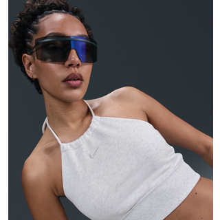 Kort Nike Chill Terry-top med halsstrop og slank pasform i french terry til kvinder - brun - L (EU 44-46)