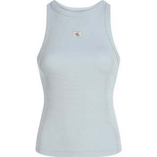 Slim Ribbed Cotton Tank Top - Blue - S