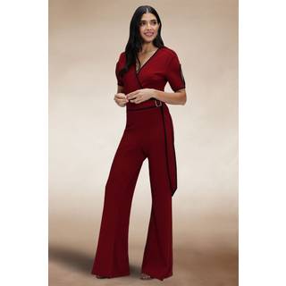 Hot Squash Hot Squash Red Contrast Piping Detail Jumpsuit