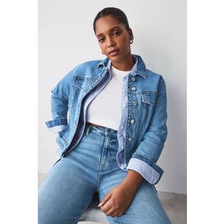 Next Mid Blue Fuller Bust Denim Fitted Jacket