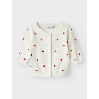 Name It Strik Cardigan Cloud Dancer Med Hjertebroderi