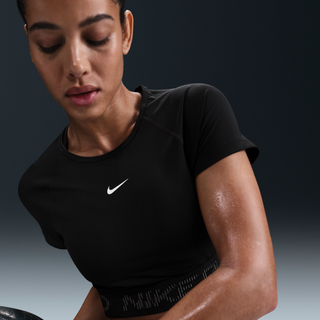 Kortærmet Nike Pro-Dri-FIT-croptop med grafik til kvinder - sort - XXL (EU 52-54)