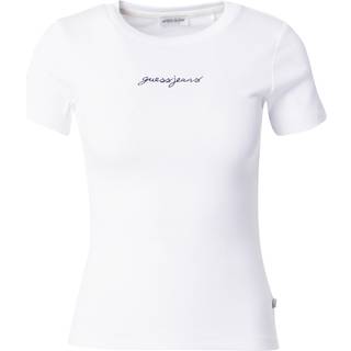 GUESS Jeans Guess Jeans White Slim Fit 100% Cotton Ribbed Logo Cropped Baby T-Shirt