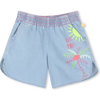 Billieblush Billieblush Blue Baggy Denim 100% Cotton Shorts With Embroidery Detail
