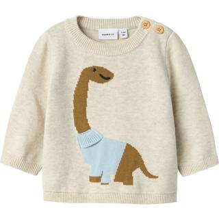 Name It Strikbluse Peyote Melange Med Dino