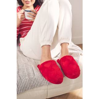 Next Red Faux Fur Carved Heart Mule Slippers