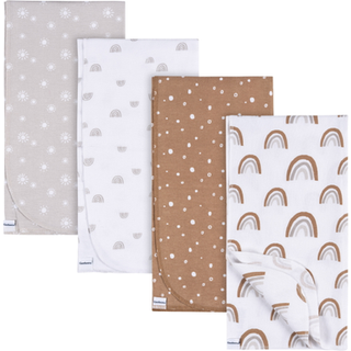 Gerber Unisex Baby 100% bomuldsflanel, der modtager tæpper 30x30 tommer (pakke med 4) boho regnbue en størrelse