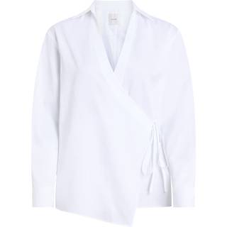Relaxed Poplin Wrap Shirt - White - 38