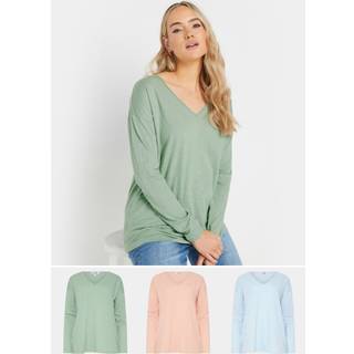 Lts Tall 3 Pack Sage Green, Blue & Pink Vneck Tshirts 12 Lts | Tall Women's Women's Multipack Tops & Vests