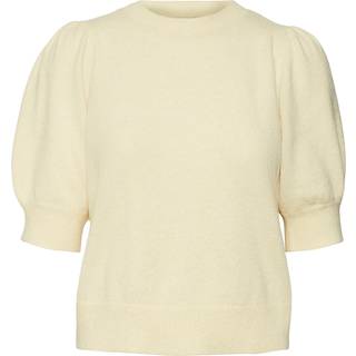 VERO MODA VERO MODA Buttermilk Yellow Round Neck Puff Sleeve Knitted Jumper