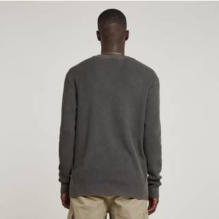Serrated Knitted Sweater - Grey - Men