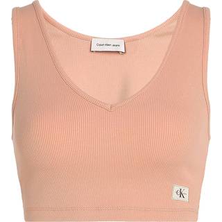 Ribbed Cotton Bralette Top - Pink - XXS