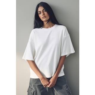 Next Teal/Ecru/Blue Boxy Oversized Relaxed Fit Heavyweight Crew Neck T-Shirt