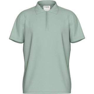 SELECTED HOMME SLHFAVE ZIP SS POLO NOOS - Grøn