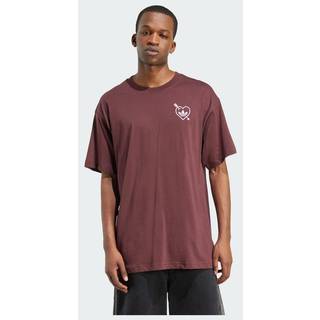 Cupid and Heart Graphic Oversized T-shirt - Burgundy / Brown - S