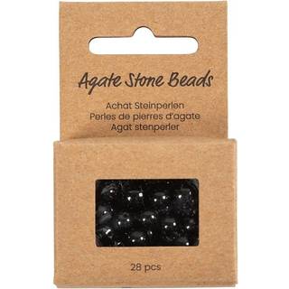 Unikke Agat Stenperler - 28 stk. i Sort, 1x10 mm m.m.