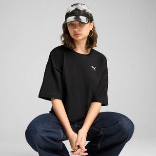 Women&#39;s Puma WARDROBE Essentials Oversized Short T-Shirt, Black, Size XL, Clothing - Black - XL
