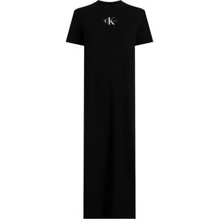 Ribbed Cotton Maxi T-shirt Dress - Black - XXS