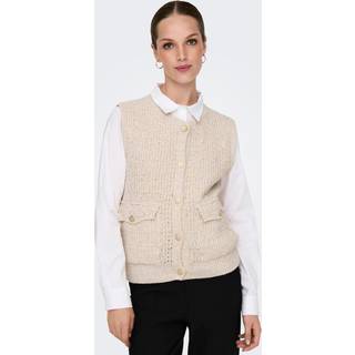 ONLY ONLY Cream Boucle Knit Button Through Vest