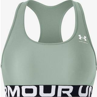 HeatGear® Armour Mid Branded Women's Sports Bra Silica Green / White L