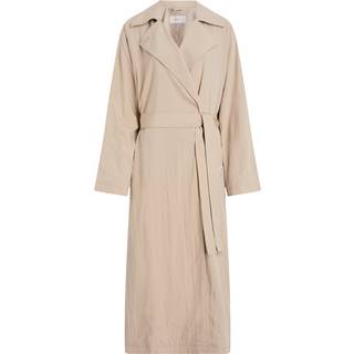 Soft Nylon Long Trench Coat - Grey - XXS