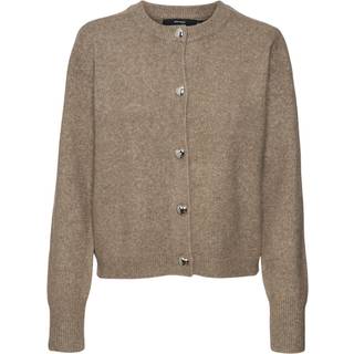 VERO MODA dame cardigan VMFIONA - Moon Rock MELANGE W. HEART BUTTON - M