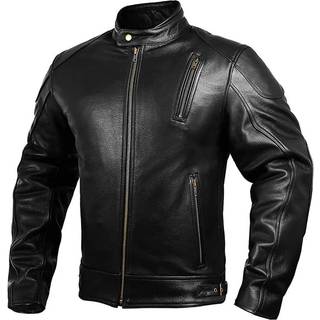 HWK l?der motorcykeljakke med rustning til m?nd cafe racer ?gte l?derjakke til vejrbestandig enduro motocross motorcykel ridning let justere m?nd