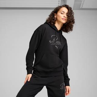 Women&#39;s Puma ESS SCRIPT Comfort Hoodie, Black, Size S, Clothing - Black - S