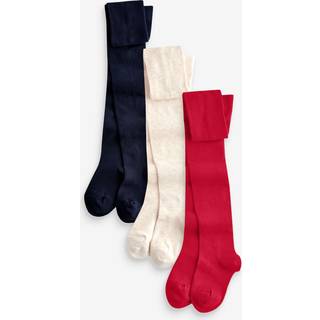 Next Red Navy Blue and Cream 3 Pack Cotton Rich Tights