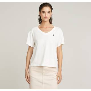 Open V-Neck Relaxed Top - White - Women