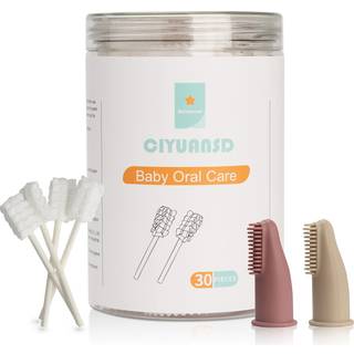 Baby Tungerens Baby Tandbrste 30 Stk Engangs Spdbrste Tandbrste Ren Baby Mund med 2 Stk Finger Tandbrste Baby Oral Cleaning Stick Gaze Clean